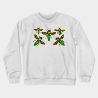 happy bees flying colorful to the hive Crewneck Sweatshirt